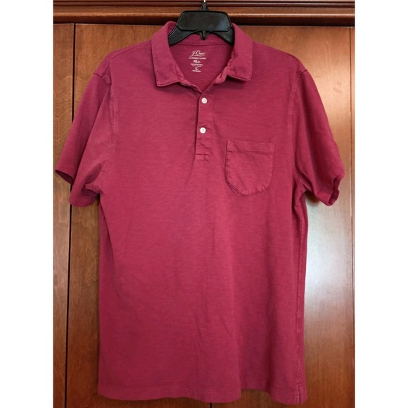 J. Crew Other - J. Crew Slub Knit‎ Untucked Mens Red Polo Shirt Sz L Casual Classic Preppy